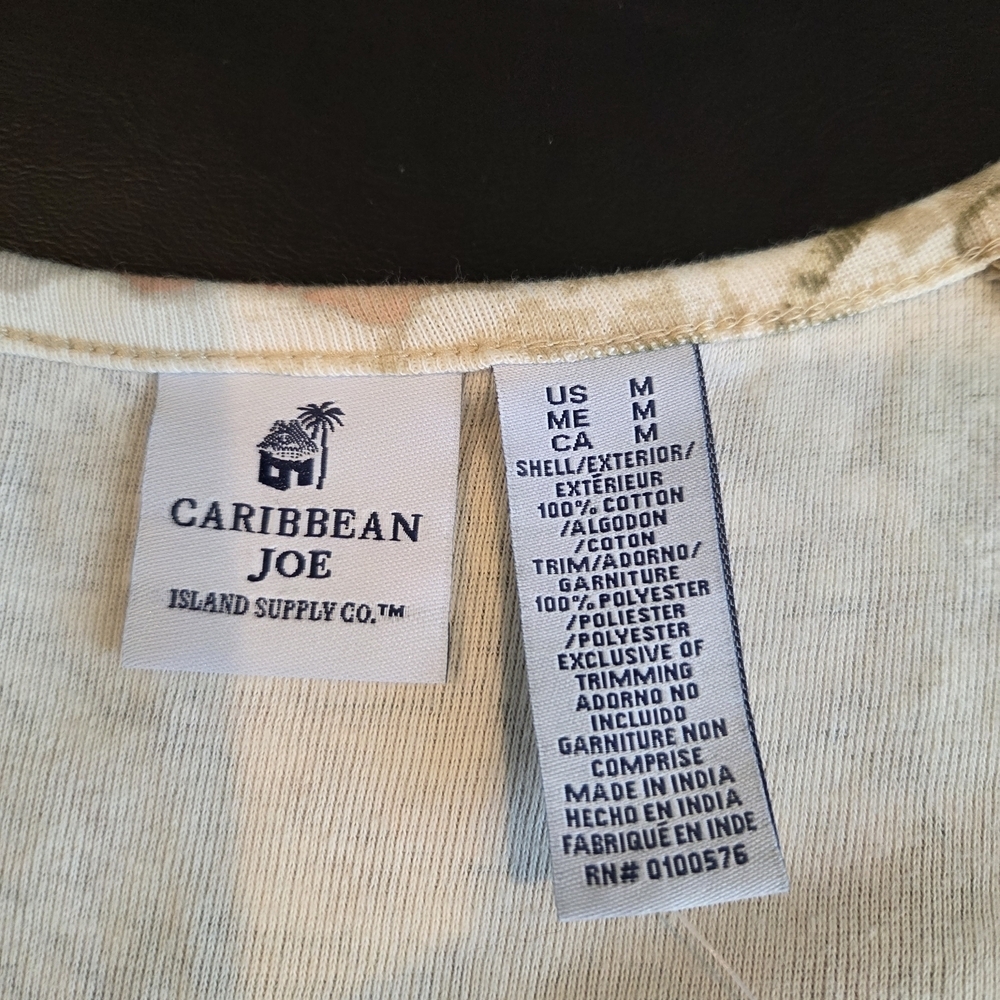 Caribbean Joe Floral Print Cap Sleeve Top Size M - Picture 3 of 12